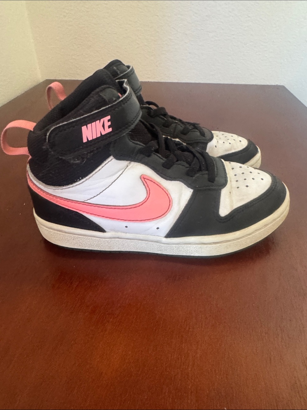 Nike Kids High-Top Sneakers in Pink, Black & White
